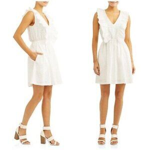 NEW TEXTILE Elizabeth & James Size XXL Eve Ruffle Eyelet Mini Dress White